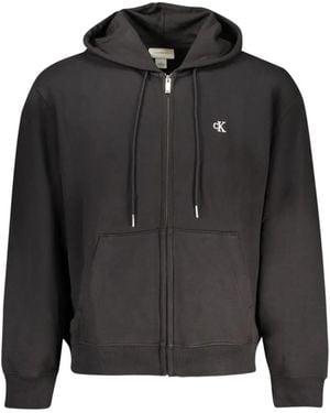 Calvin Klein Logo-Print Zip-Up Hoodie - Black