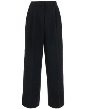 DUNST Pleated Wide-Leg Trousers - Black