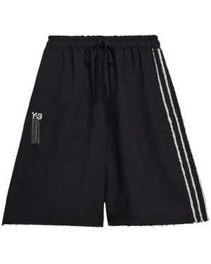Y-3 3-Stripes Raw-Cut Shorts - Black