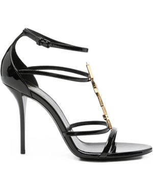 Saint Laurent Cassandra Sandalen Aus Lackleder - Weiß