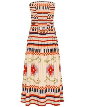 Carolina K Malla Striped-Print Midi Dress - White