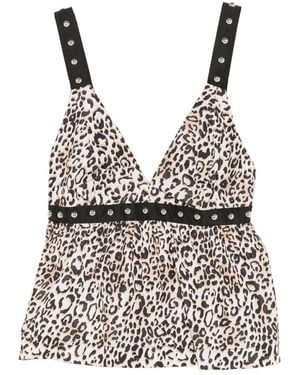 Liu Jo Studded V-Neck Top - Natural