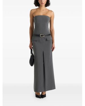 Manière De Voir Tabitha Tailored Pinstripe Bandeau Belted Maxi Dress - Grey