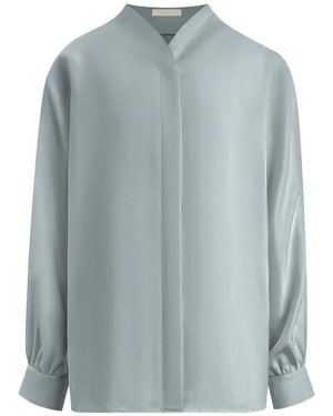 12 STOREEZ Alice Silk Blouse - Blue
