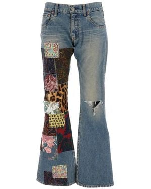 Junya Watanabe Patchwork Distressed Jeans - Blue