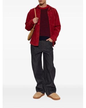 Ami Paris Embroidered-Logo Suede Jacket - Rot