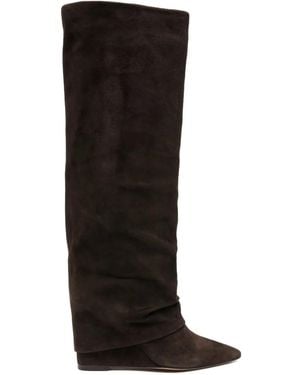 The Seller 90Mm Slouchy Suede Wedge Boots - Black