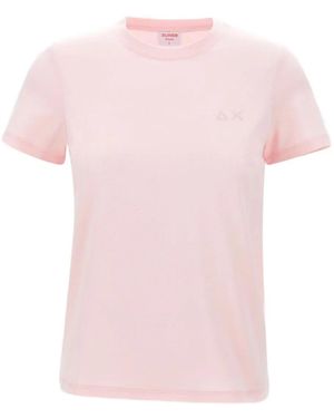 Sun 68 ラインストーンロゴ Tシャツ - ピンク