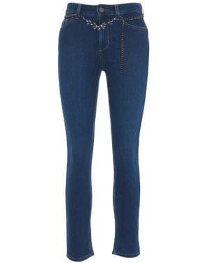 Liu Jo Embellished Chain-Link Jeans - Blue