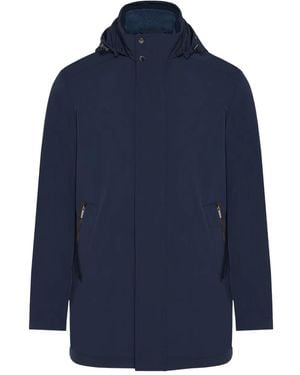 Paul & Shark Hooded Zip-Fastening Coat - Blue