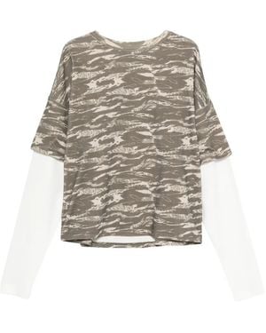 Rhude Camouflage-Print Layered-Sleeve T-Shirt - White