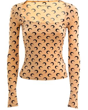 Marine Serre Moon-Print Long-Sleeve T-Shirt - Natural
