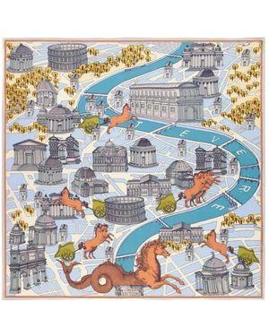 Inoui Edition Graphic-Print Square Scarf - Blue