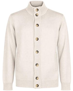 Kangra Geknöpfter Cardigan Mit Stehkragen - Weiß