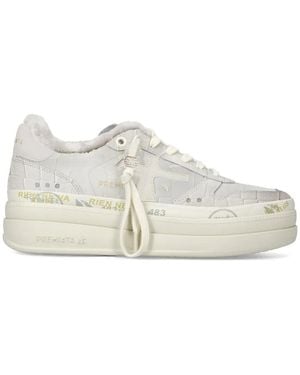 Premiata Micol Croc-Effect Platform Sneakers - White