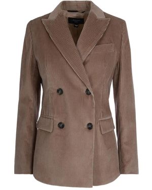 Max Mara Double-Breasted Corduroy Blazer - Brown