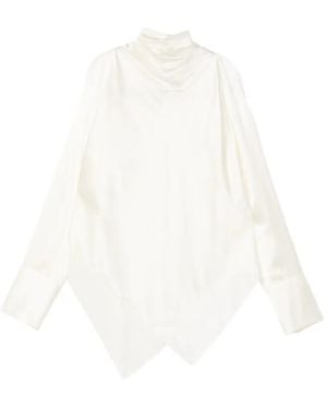 Helmut Lang Tie-Neck Long-Sleeve Top - Wit