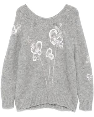 BERNADETTE Floral-Motif Sweater - Gray