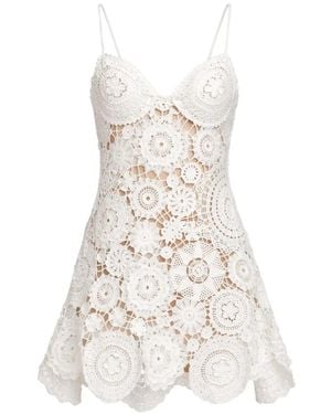 Self-Portrait Crochet Mini Dress - White