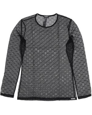 DSquared² Monogram-Print Mesh Top - Grey
