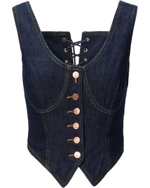 No44 Geknöpfte Weste Mit Schnürung - Blau