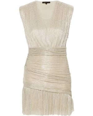 Maje Ruched Lurex Mini Dress - Natural