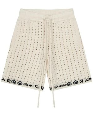 ROUGH Pointelle-Knit Drawstring Shorts - Natural