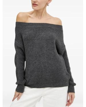 Morgan Jersey De Canalé Con Hombros Descubiertos - Gris