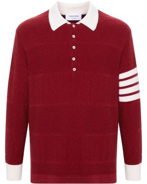 Thom Browne Polo Con Dettaglio A 4 Righe - Rosso
