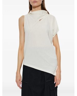 Issey Miyake Asymmetric Shoulder-Slit Top - White