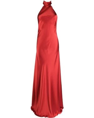 Michelle Mason Halterneck Silk Gown - Red