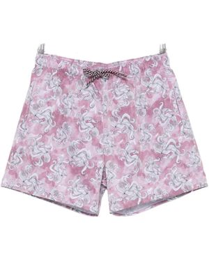 Emporio Armani Octopus-Print Swim Shorts - Purple