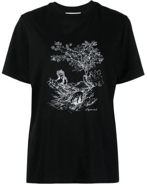 Coperni Illustration-Print Cotton T-Shirt - Black