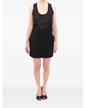 Ermanno Scervino Lace-Lined Graphic-Print Dress - Black