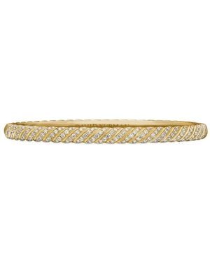 David Yurman 18Kt Sculpted Cable Bangle Diamond Bracelet (4.6Mm) - Metallic
