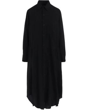 Y's Yohji Yamamoto Buttoned Midi Shirt Dress - Black