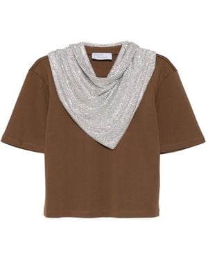 GIUSEPPE DI MORABITO Embellished-Detail Draped T-Shirt - Brown