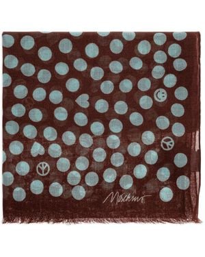 Moschino Polka-Dot Peace-Symbol Scarf - Black