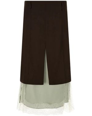 MISENITHE Lila Lace-Trim Layered Midi Skirt - Black