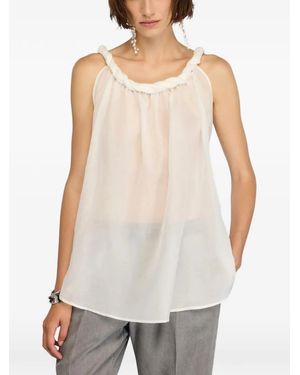 Semicouture Paulene Twisted-Neckline Sleeveless Top - White