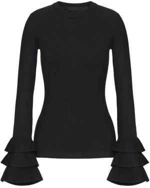 Valentino Garavani Stretch Tiered-Sleeve Knitted Top - Black