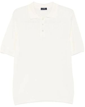 Barba Napoli Ribbed-Knit Polo Shirt - White