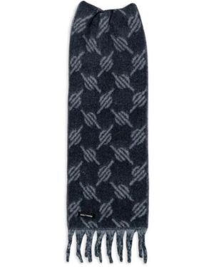 Daily Paper Fringed Pattern Scarf - Blue