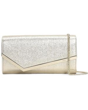 Jimmy Choo Emmie Glitter-Effect Clutch Bag - White