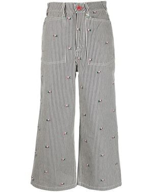 KENZO Vaqueros Capri Con Bordado Floral - Gris