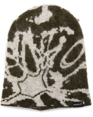 Oakley Intarsia-Knit Logo-Patch Beanie Hat - Green