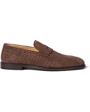 Brunello Cucinelli Braided Penny Loafers - Brown