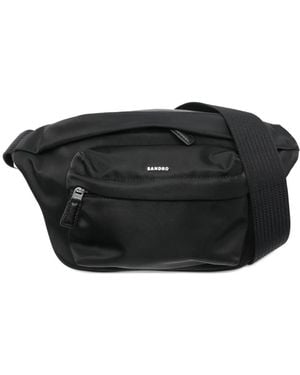 Sandro Technical Fabric Shoulder Bag - Black
