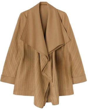 RETORI Striped Shawl-Collar Wool Jacket - Brown