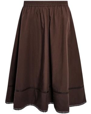 Yves Salomon Elastic-Waistband Midi Skirt - Brown